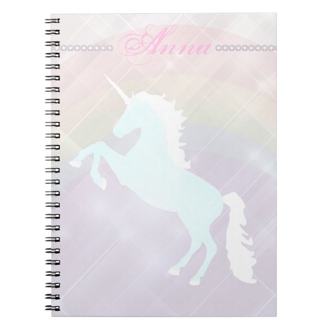 Carnet Licorne rose faetastique personnaliser (Devant)