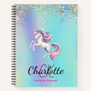 Carnet Licorne rose violet holographique retour à l'école