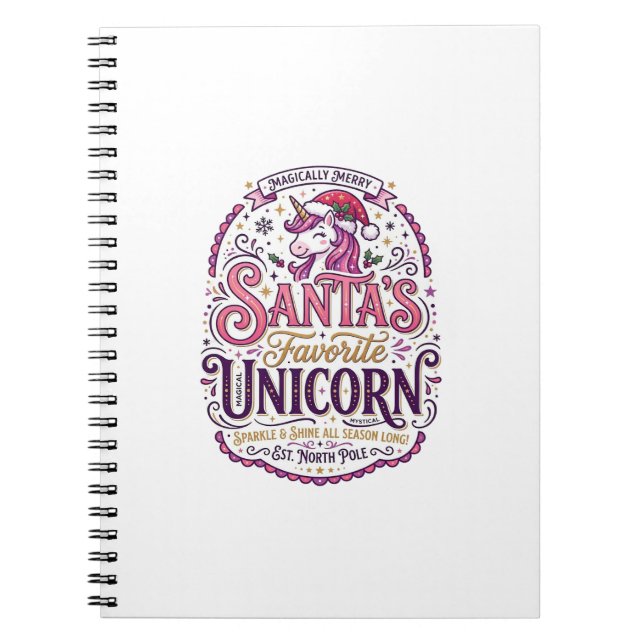 Carnet Licorne Santa's Licorne préférée (Devant)