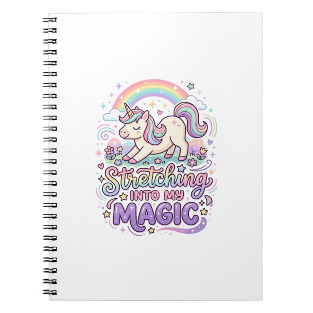 Carnet Licorne s'étirant dans ma typographie audacieuse m (Devant)