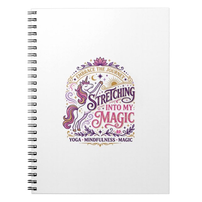 Carnet Licorne s'étirant dans mon magnifique fond blanc s (Devant)