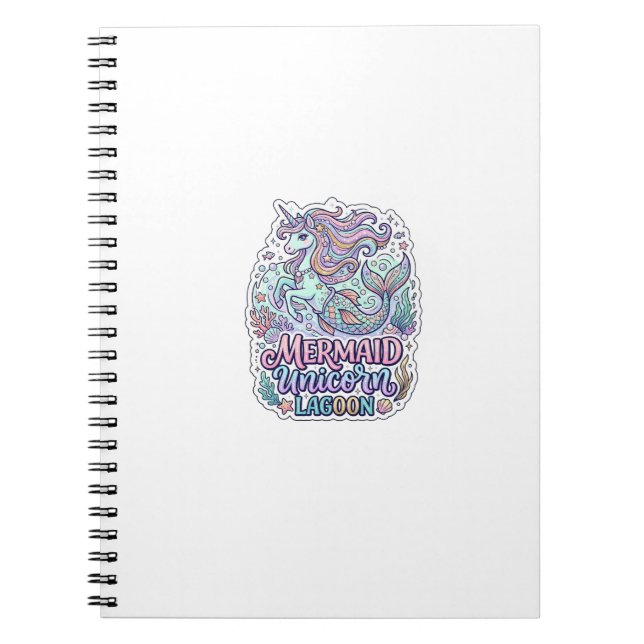 Carnet Licorne Sirène Licorne Lagune Conception Graphique (Devant)