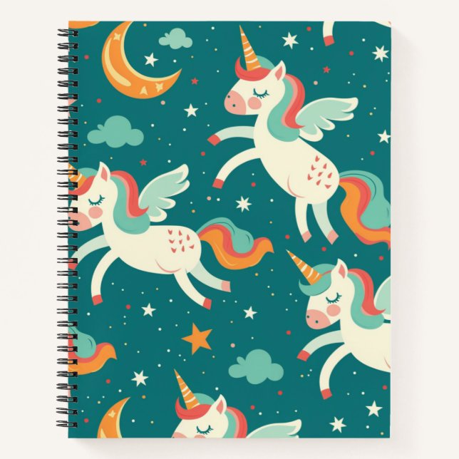 Carnet Licorne verte pour enfants (Devant)