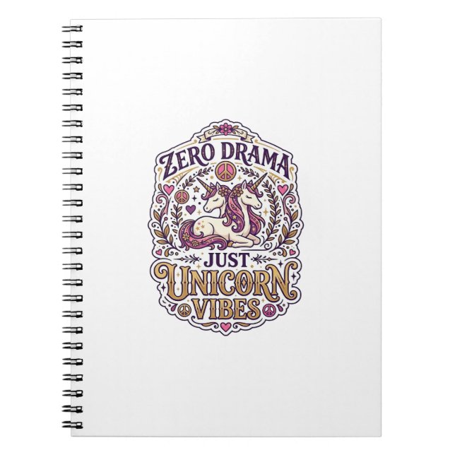 Carnet Licorne Zéro Drame Juste Licorne Vibes Élégant Bla (Devant)