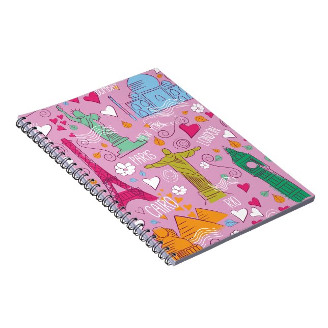 Carnet lieux de voyage vintage motif (Côté Droit)