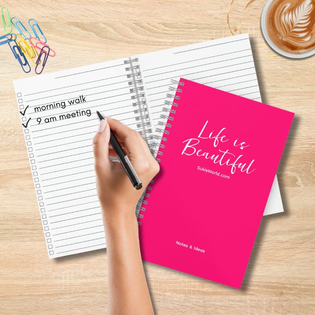 Carnet Life is beautiful Blog Website Pink Checklist (Créateur téléchargé)
