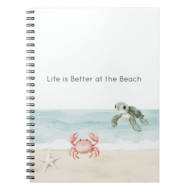 Carnet Life is Better at the Beach Starfish Sea Turtle (Devant)