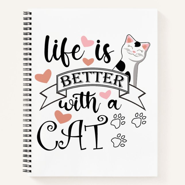 Carnet Life is Better With a Cat quote slogan (Devant)