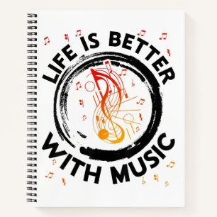 Carnet Life is Better With Music Notes Musicien Musique L