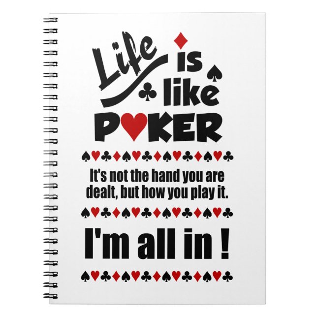 Carnet LIFE LIKE POKER custom notebook (Devant)