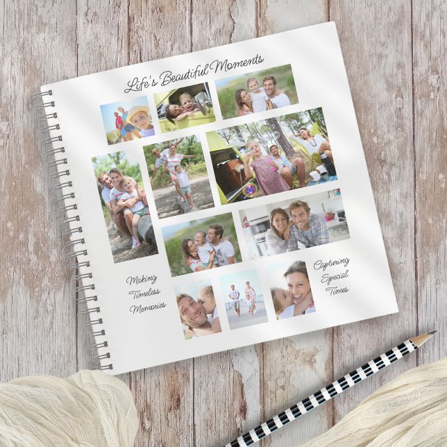 Carnet Lifes beaux moments 11 Photo Collage Blanc (Fully customisable - perfect for writing your special moments and quotes - or to give as a gift!)