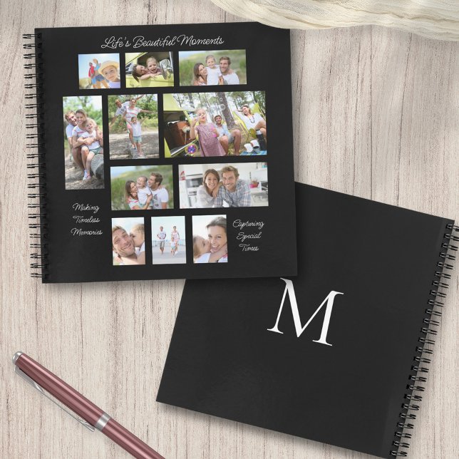 Carnet Lifes beaux moments 11 Photo Monogramme noir (Front and back view)