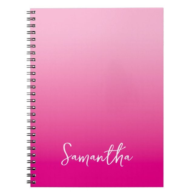 Carnet Light and Hot Pink Ombre Script Name (Devant)