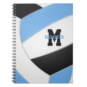 Carnet light blue black white personalized volleyball