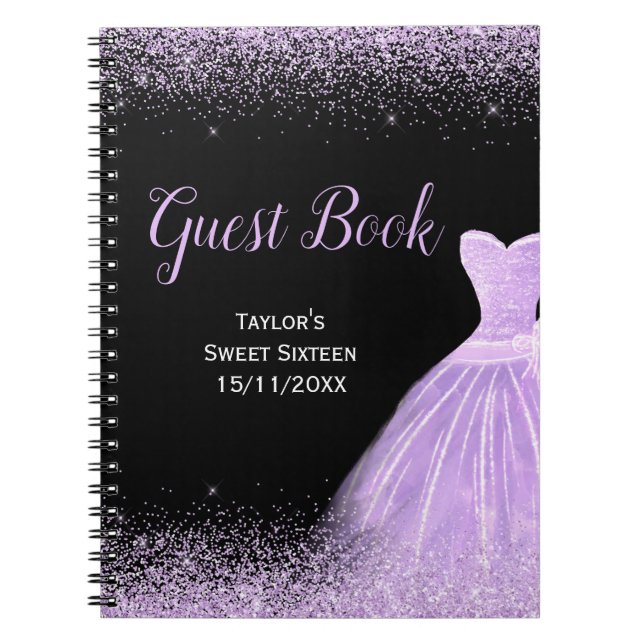 Carnet Light Purple Dress Faux Glitter Sweet 16 Birthday  (Devant)