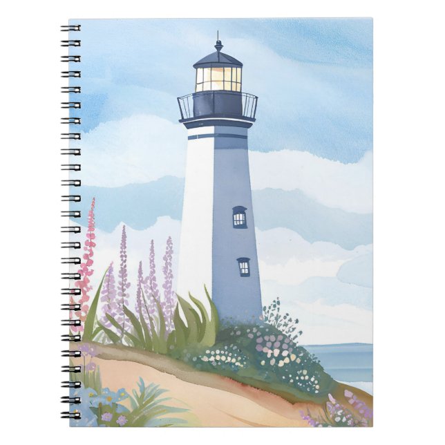 Carnet Lighthouse in Bloom | Coastal Watercolor Floral (Devant)