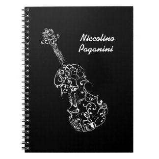 Carnet Ligne blanche dessin de violon, nom