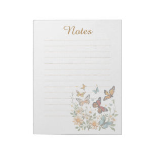 Carnet ligné Cottagecore Fleurs sauvages et Papill