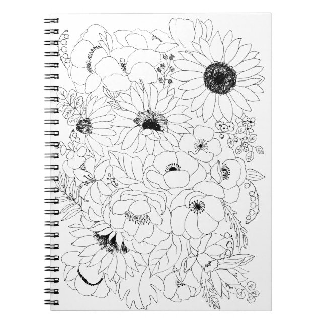Carnet ligne d'arrangement de fleurs dessin 2 (Devant)
