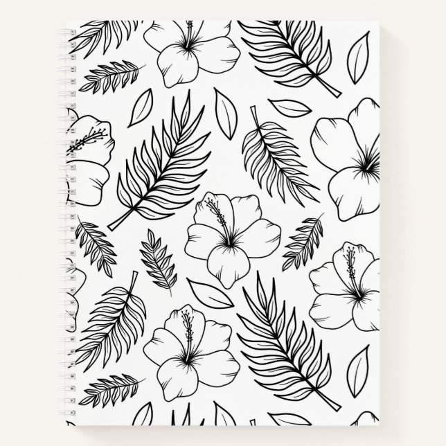 Carnet Ligne d'art graphique d'Hibiscus Tropical (Devant)