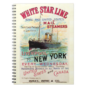 CARNET LIGNE D'ÉTOILES BLANCHES OCEAN MAIL STEAMER