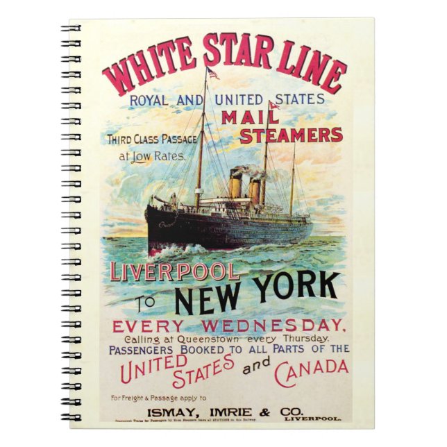 CARNET LIGNE D'ÉTOILES BLANCHES OCEAN MAIL STEAMER (Devant)