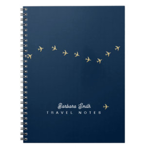 Carnet Ligne vague de petits avions . Voyage bleu