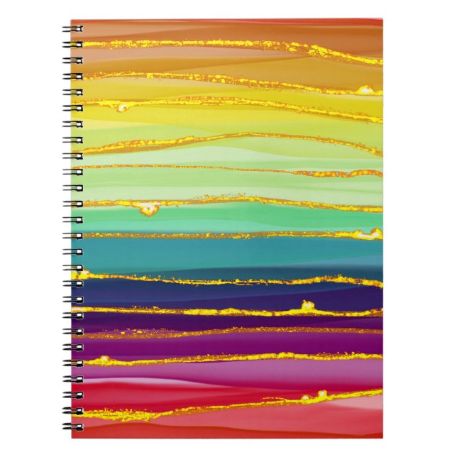 Carnet Lignes arc-en-ciel : composition de luxe abstraite (Devant)