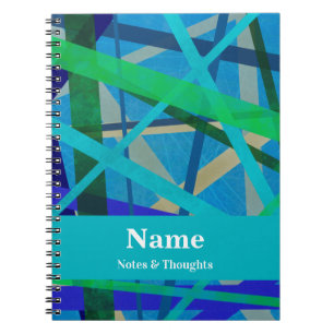 Carnet Lignes bleues et vertes modernes Abstrait