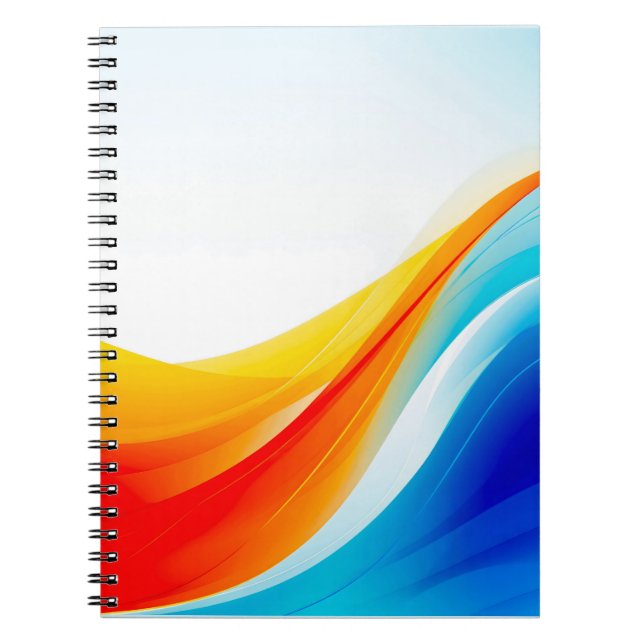 Carnet Lignes courbes abstraites rétro orange et bleu (Devant)