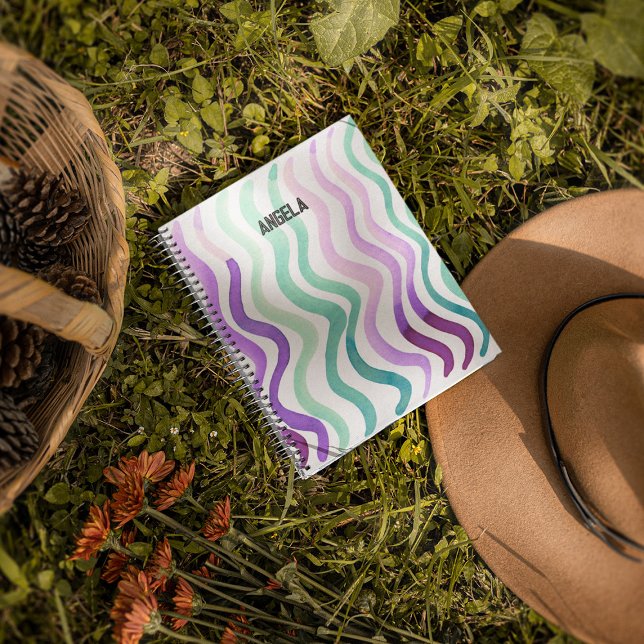 Carnet Lignes d'aquarelles violettes et vertes (Créateur téléchargé)