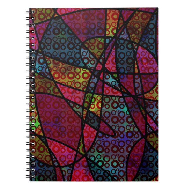 Carnet Lignes noires grasses et textures abstraites multi (Devant)