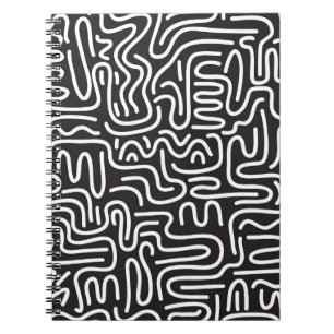 Carnet Lignes ondulées de doodle rétro : Monochrome
