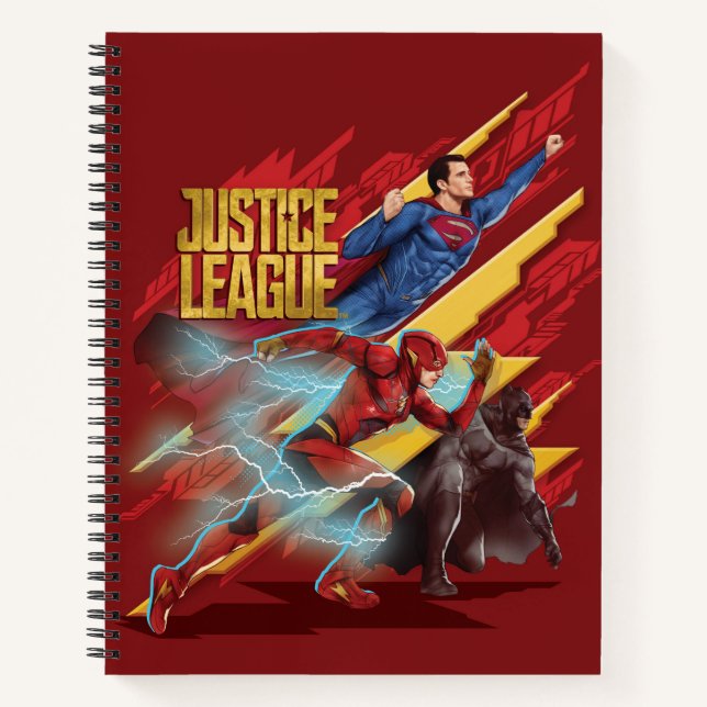 Carnet Ligue de Justice | Badge Superman, Flash et Batman (Devant)
