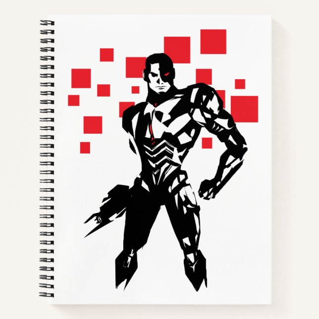 Carnet Ligue de Justice | Cyborg Digital Noir Pop Art (Devant)