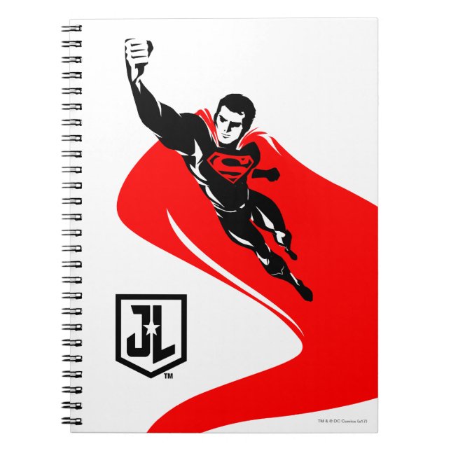 Carnet Ligue de Justice | Superman Flying Noir Pop Art (Devant)
