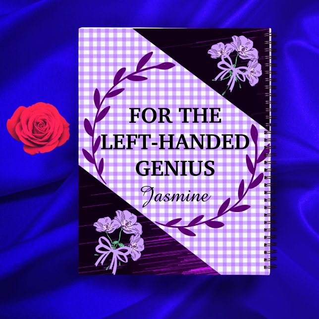 Carnet Lila Gauche à carreaux de lilas floraux École pers (Créateur téléchargé)