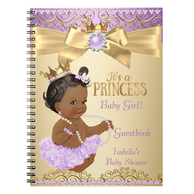 Carnet Lilac Gold Ballerina Princess Baby shower Ethnique (Devant)