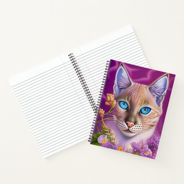 Carnet Lilac Lynx pointe Chat siamois dans le violet (Intérieur)