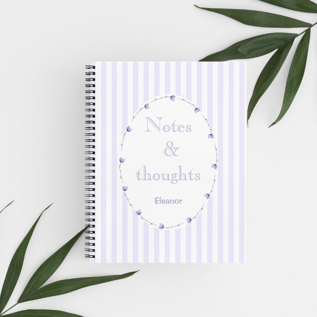 Carnet Lilas Violet Blanc Coquette Esthétique  Monogramme (Créateur téléchargé)