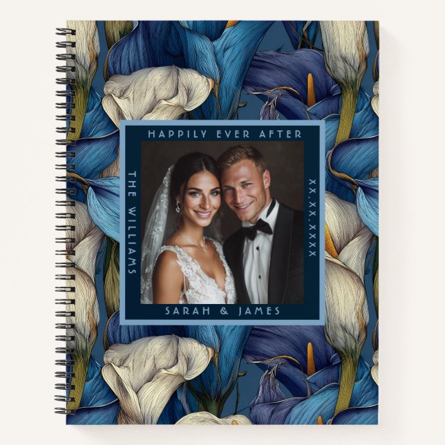Carnet Lilies d'appel uniques bleus esthétiques de verdur (Devant)