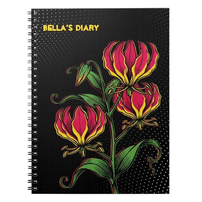 Carnet Lily à Flamme Néon : Pop Art Gloriosa superba (Devant)