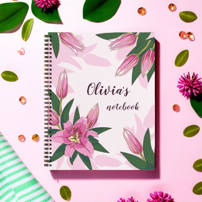Carnet Lily à floraison rose (Pink Blooming Lily Notebook)