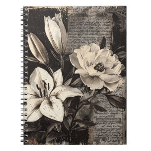 Carnet Lily gothique botanique blanc antique