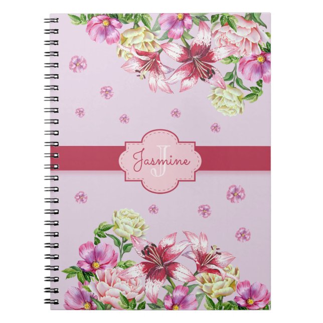 Carnet Lily & Peony Floral Purple (Devant)