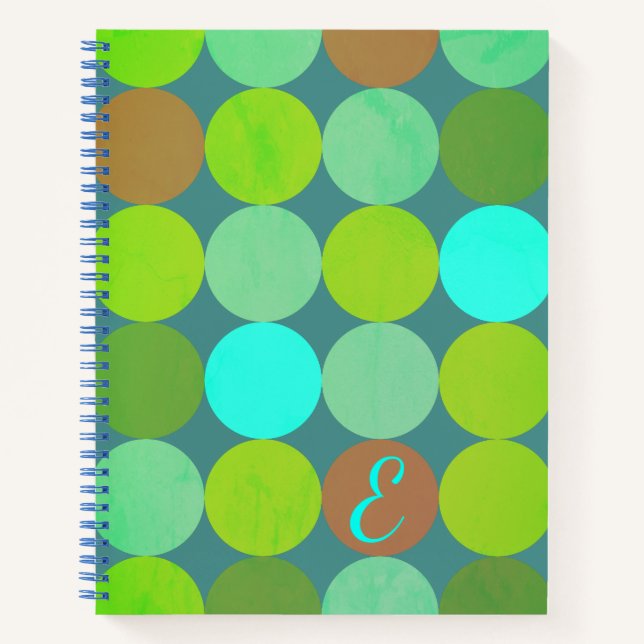Carnet Lime Vert Turquoise Turquoise & Rust Cercles Monog (Devant)