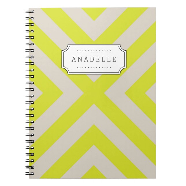 Carnet Lin Beige et citron vert Mod X Chevron Monogram (Devant)
