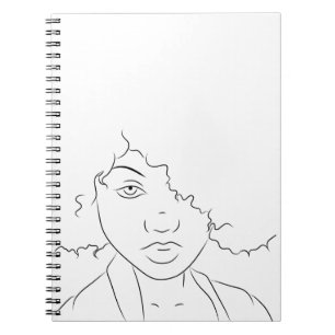 Carnet Line Art Curly Hair Girl