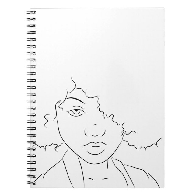 Carnet Line Art Curly Hair Girl (Devant)