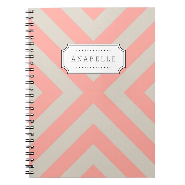 Carnet Linge Beige et rose Mood X Chevron Monogramme (Devant)